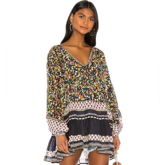 Free People Gardenia Printed Embellished Tunic Top - Picture 2 of 10